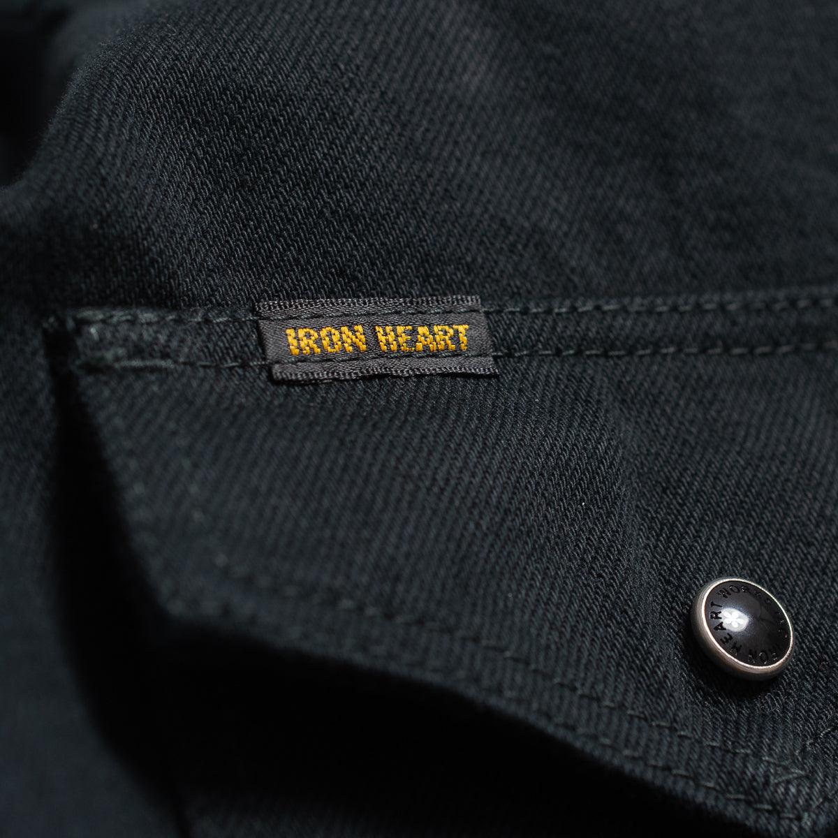 Iron Heart IHSH-218-BLK 12oz Selvedge Denim Western Shirt "The Johnny Cash III" - Black