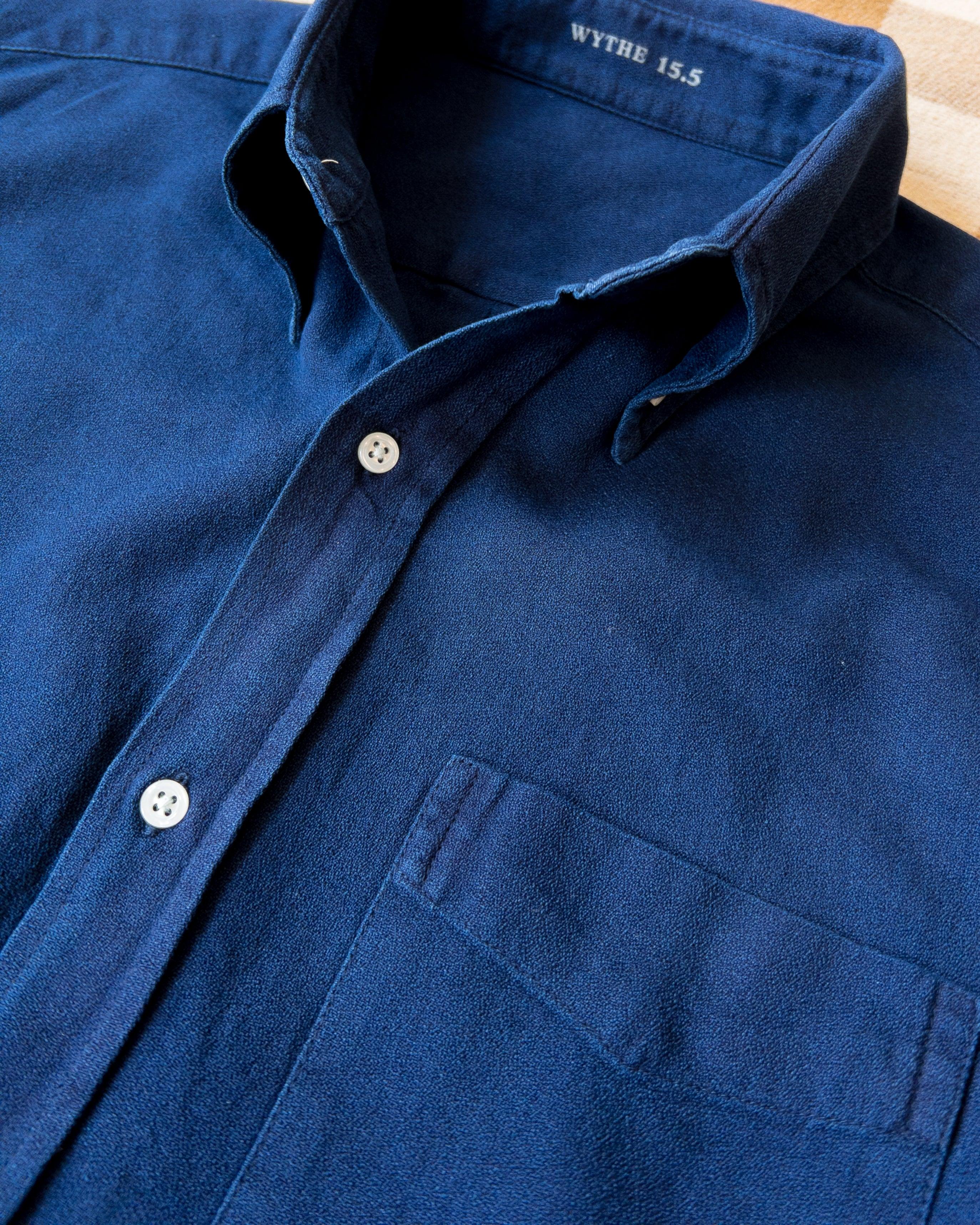 Wythe Indigo Dyed Button Down Shirt - Rinsed Indigo