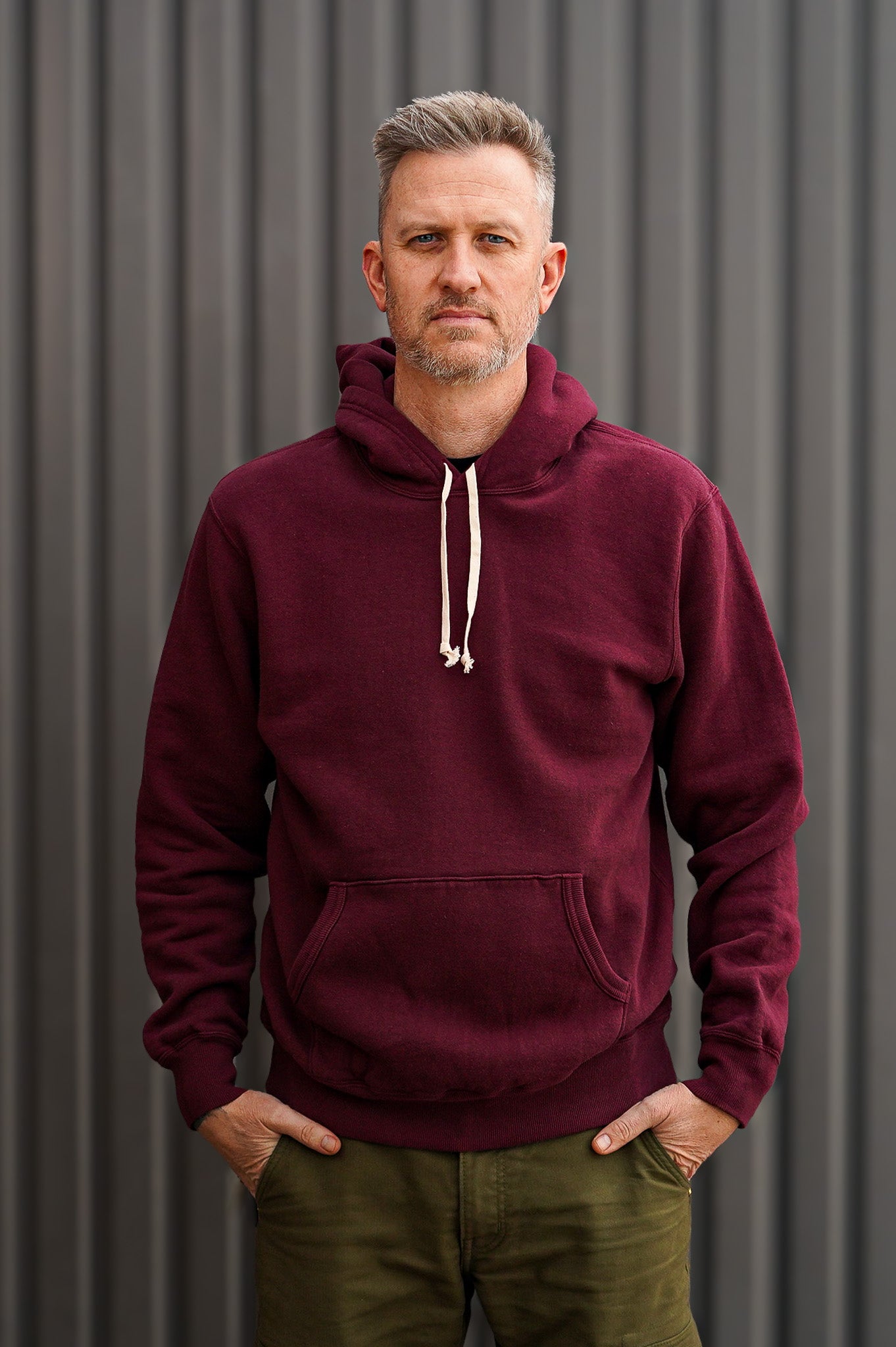 The Flat Head FN-SWP-301 Loopwheel Hooded Sweatshirt - Burgundy