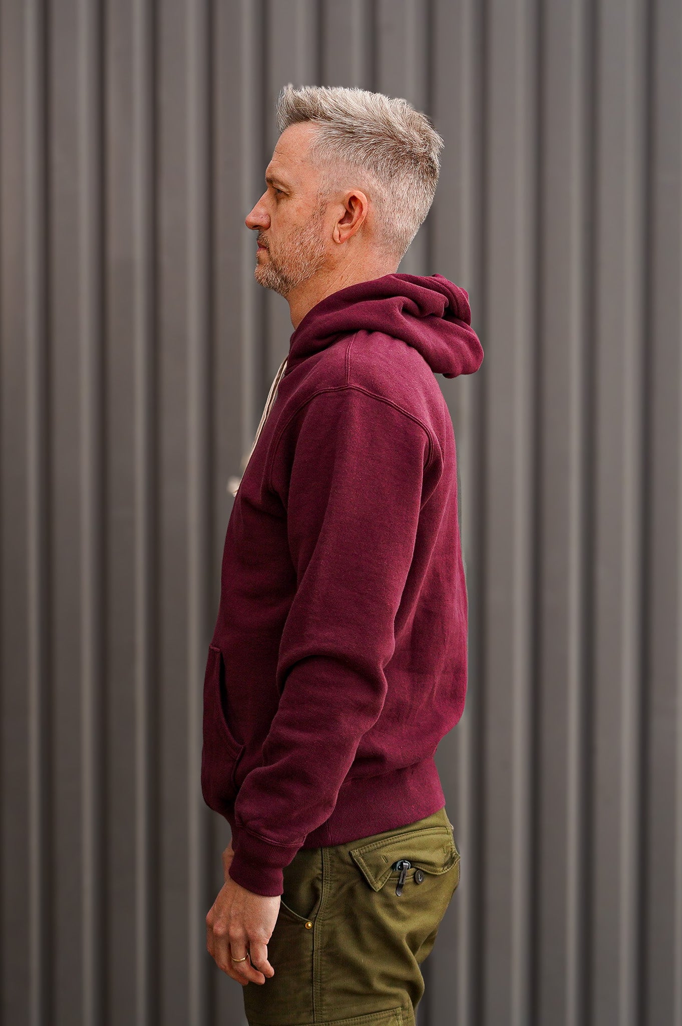 The Flat Head FN-SWP-301 Loopwheel Hooded Sweatshirt - Burgundy