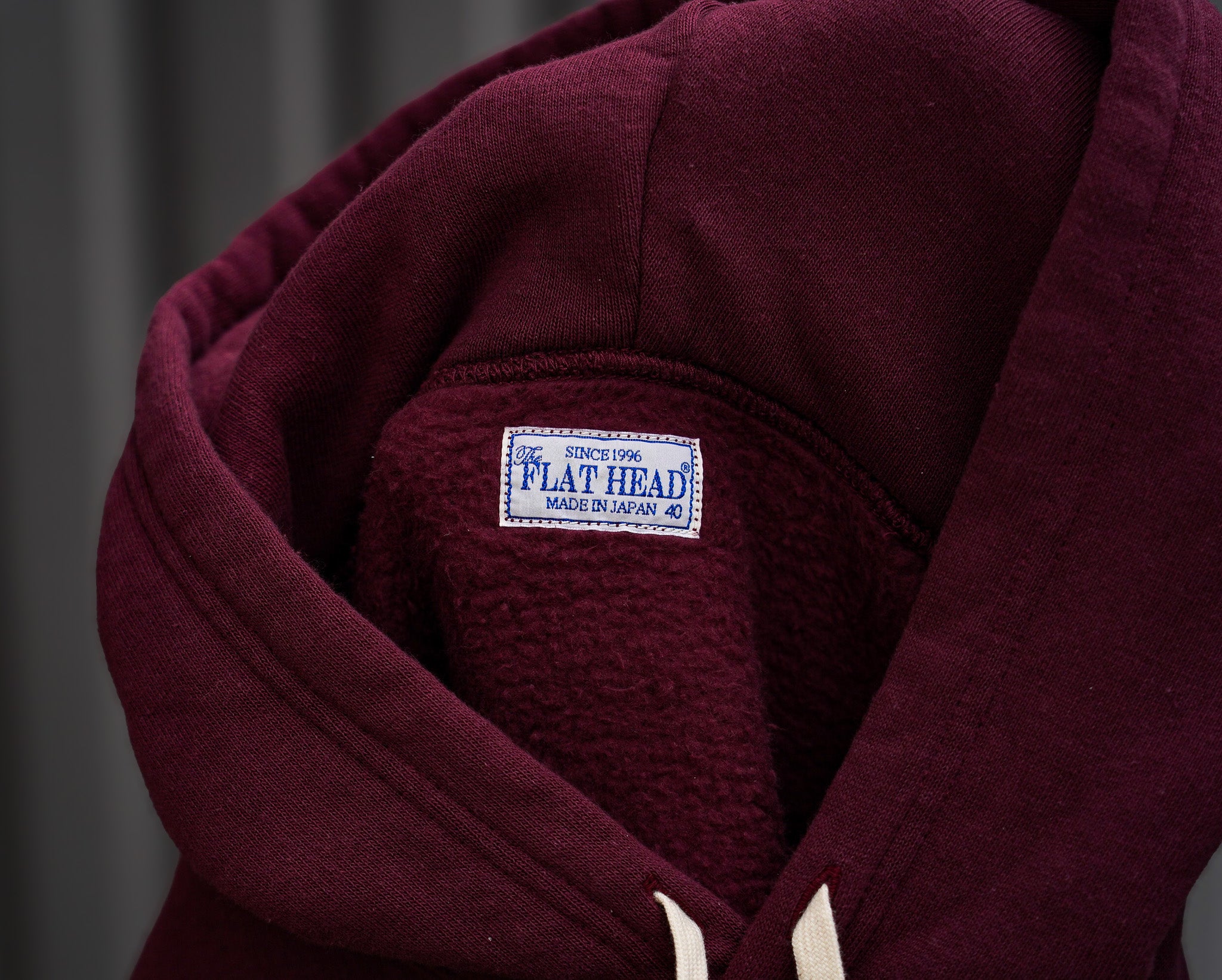 The Flat Head FN-SWP-301 Loopwheel Hooded Sweatshirt - Burgundy