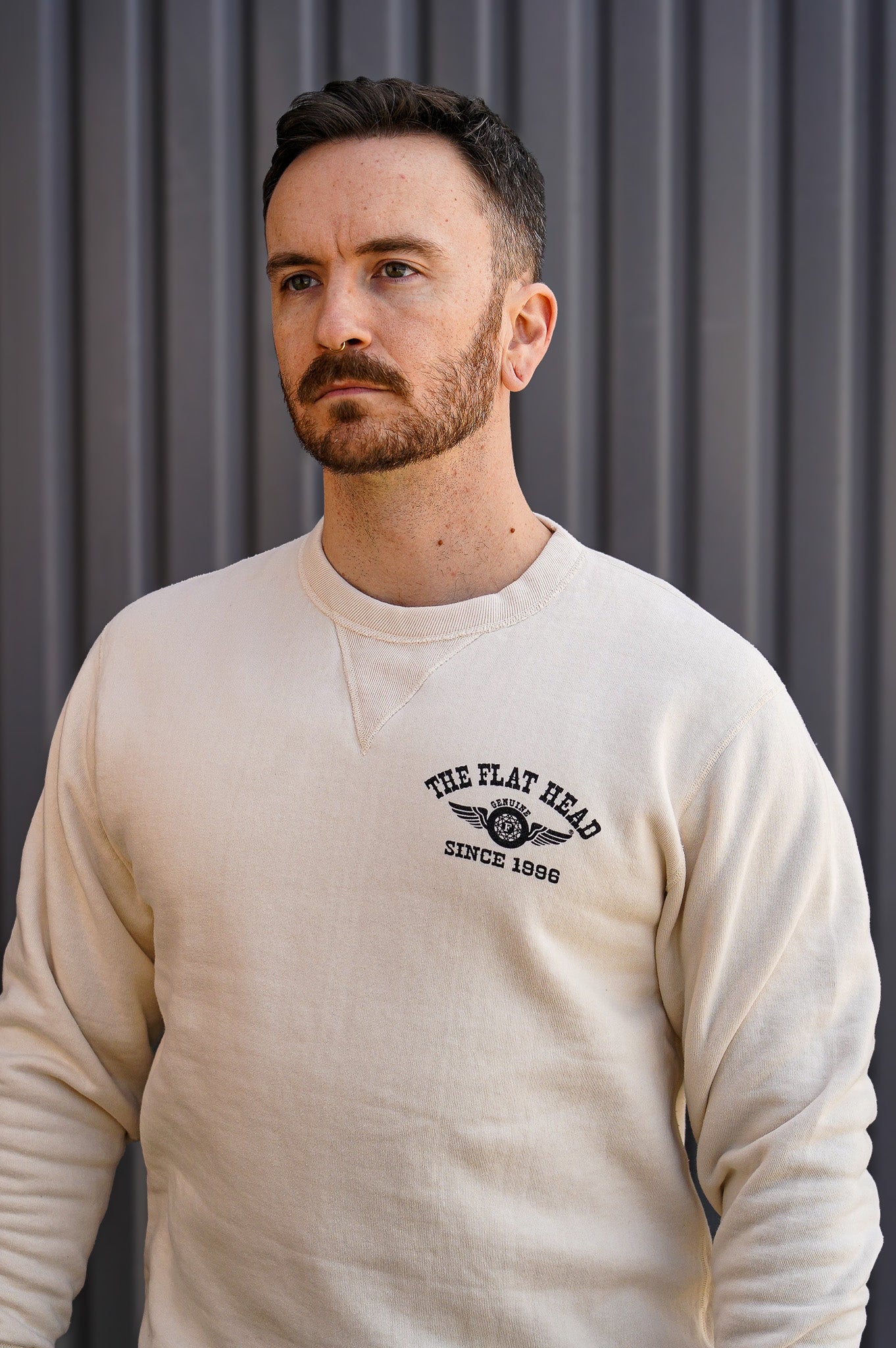 The Flat Head FN-SWC-101 Flying Wheel Sweatshirt - Ivory