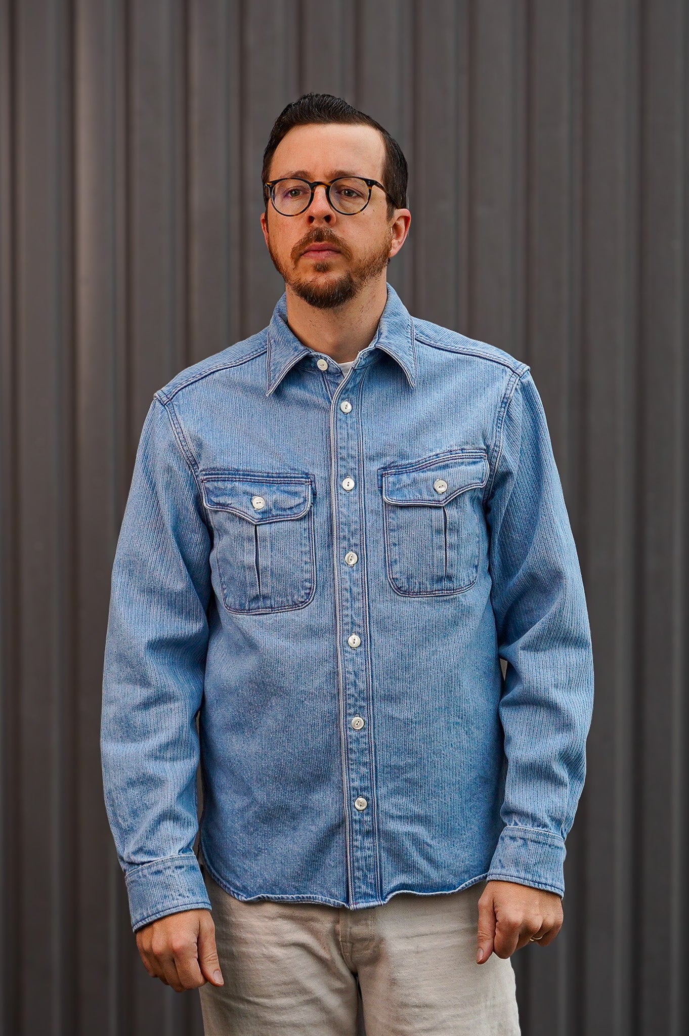 Freenote Cloth Rancho Shirt - Bleached Indigo Cord