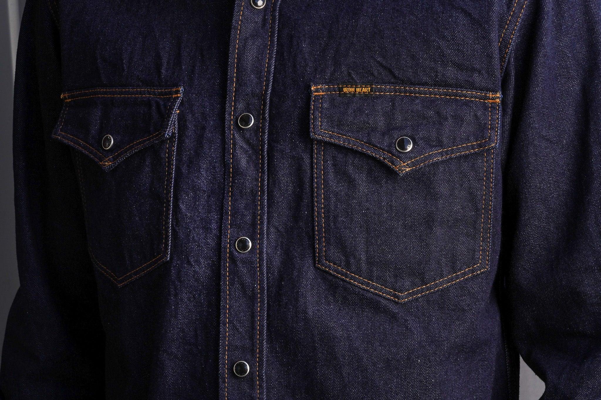 Iron Heart IHSH-33-IND 12oz Selvedge Denim Western Shirt - Indigo