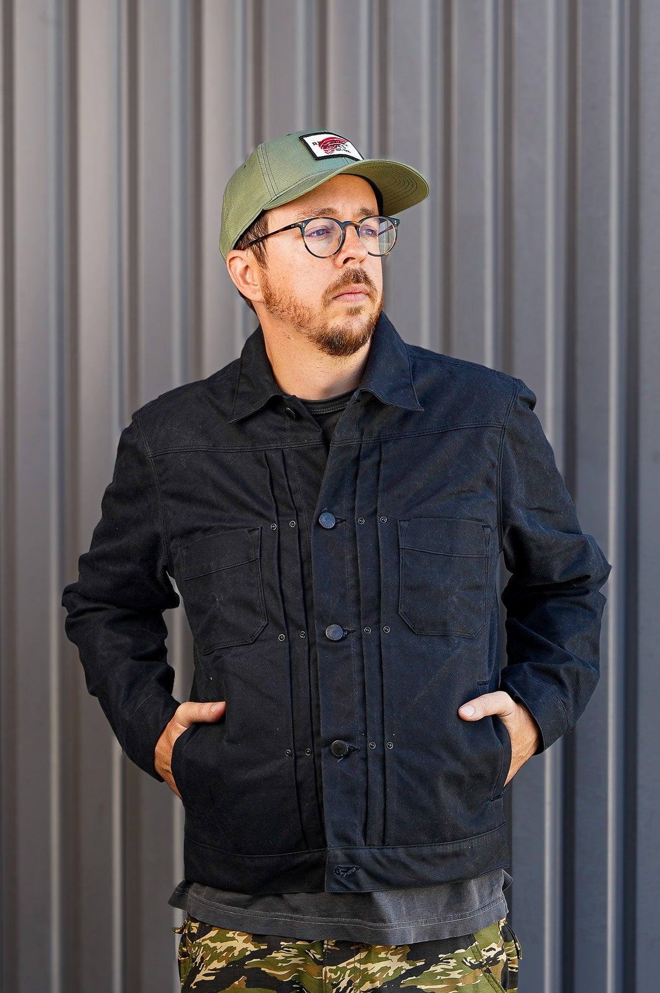 Freenote Cloth RJ-1 Riders Jacket Waxed Canvas - Black