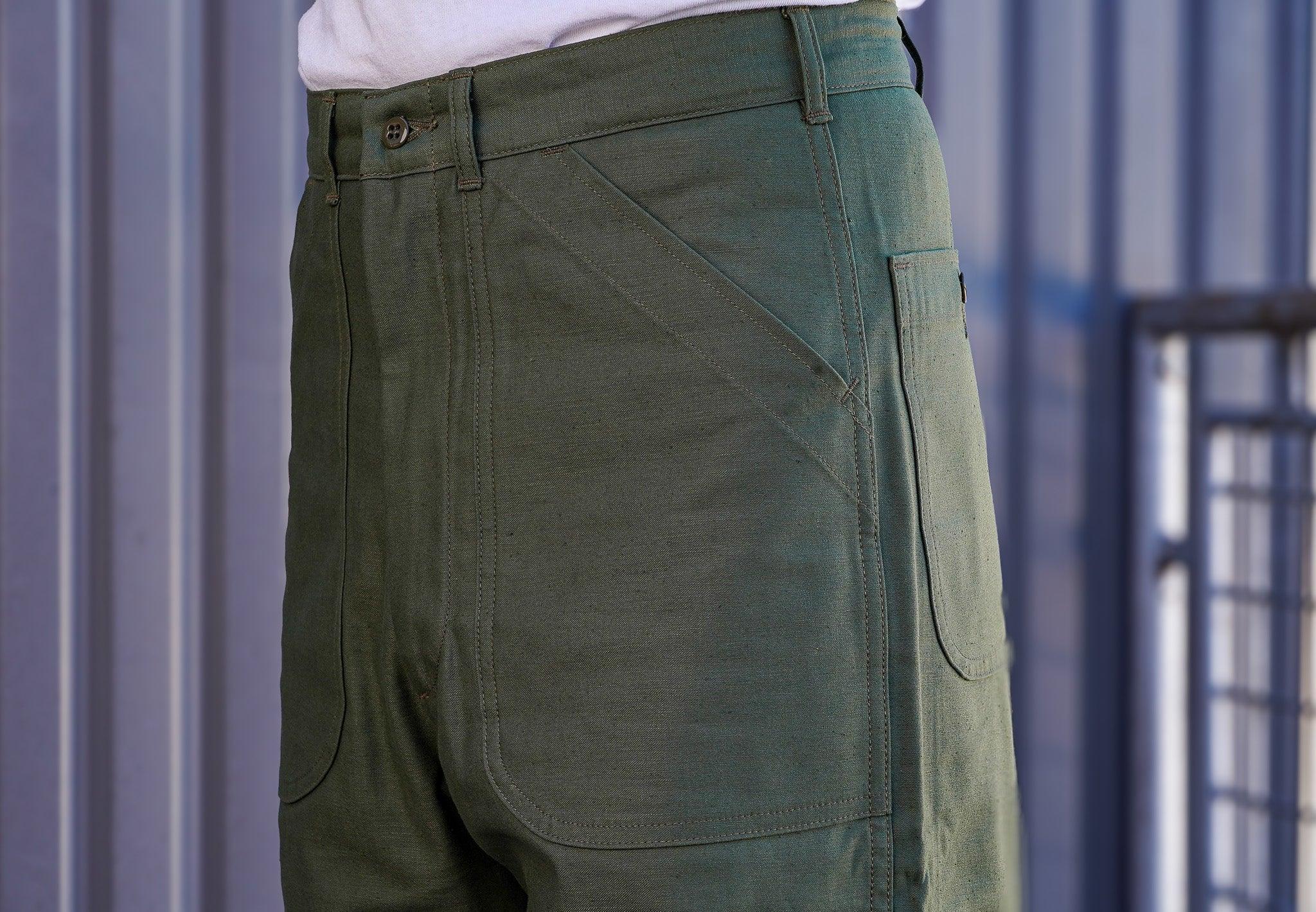 Denime Lot 225 Back Satin Baker Pant - OD Green