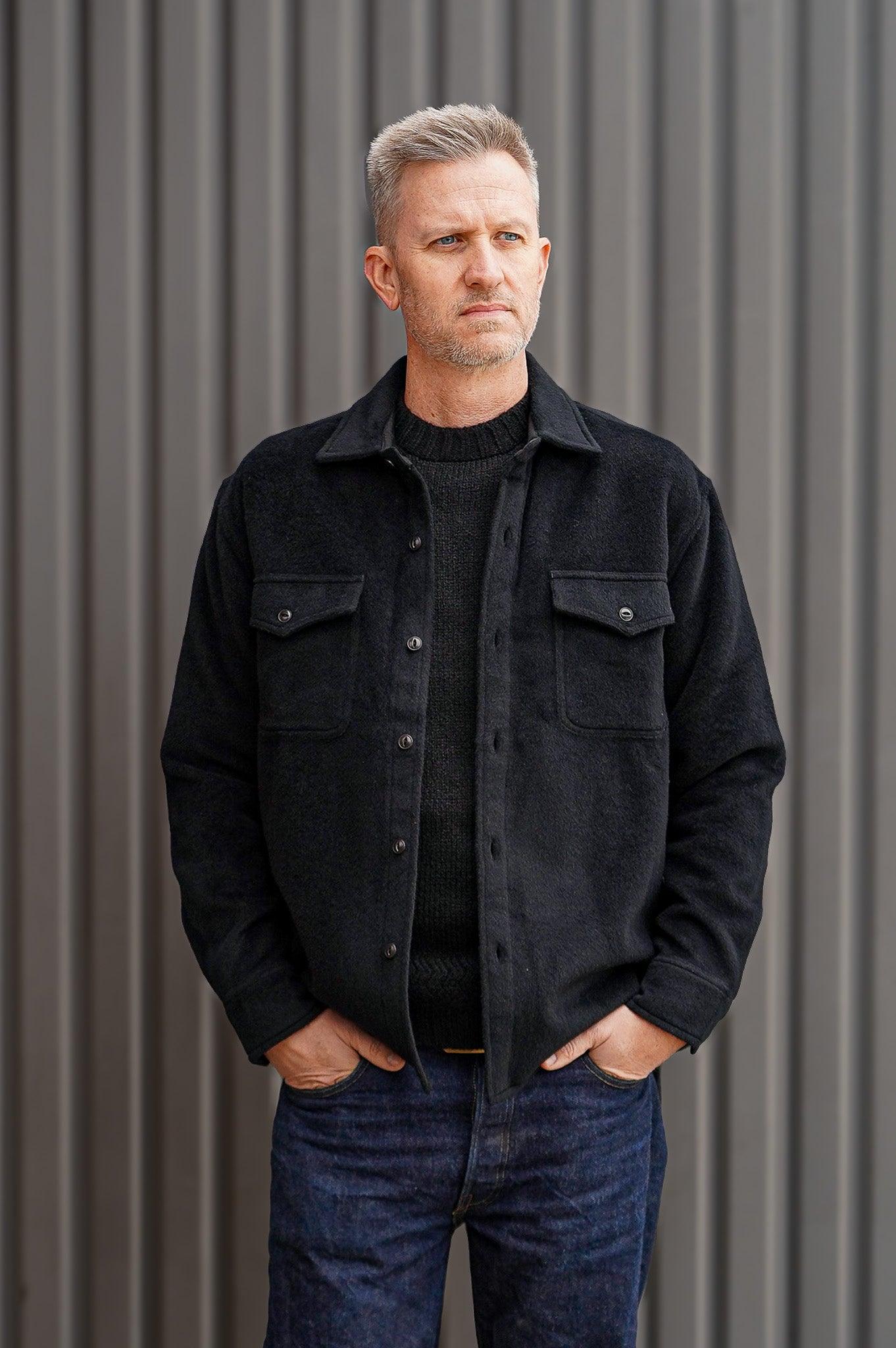 3sixteen USN Overshirt - Black Wool/Angora