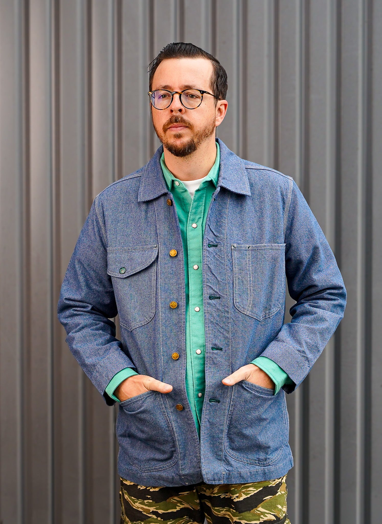 Wythe Heavyweight Pinpoint Canvas Barn Jacket - Blue