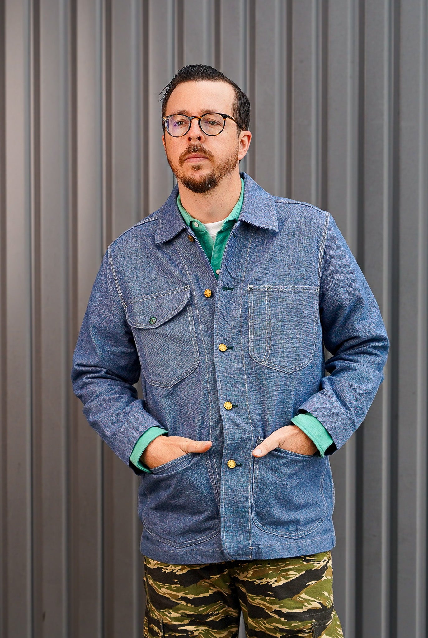 Wythe Heavyweight Pinpoint Canvas Barn Jacket - Blue