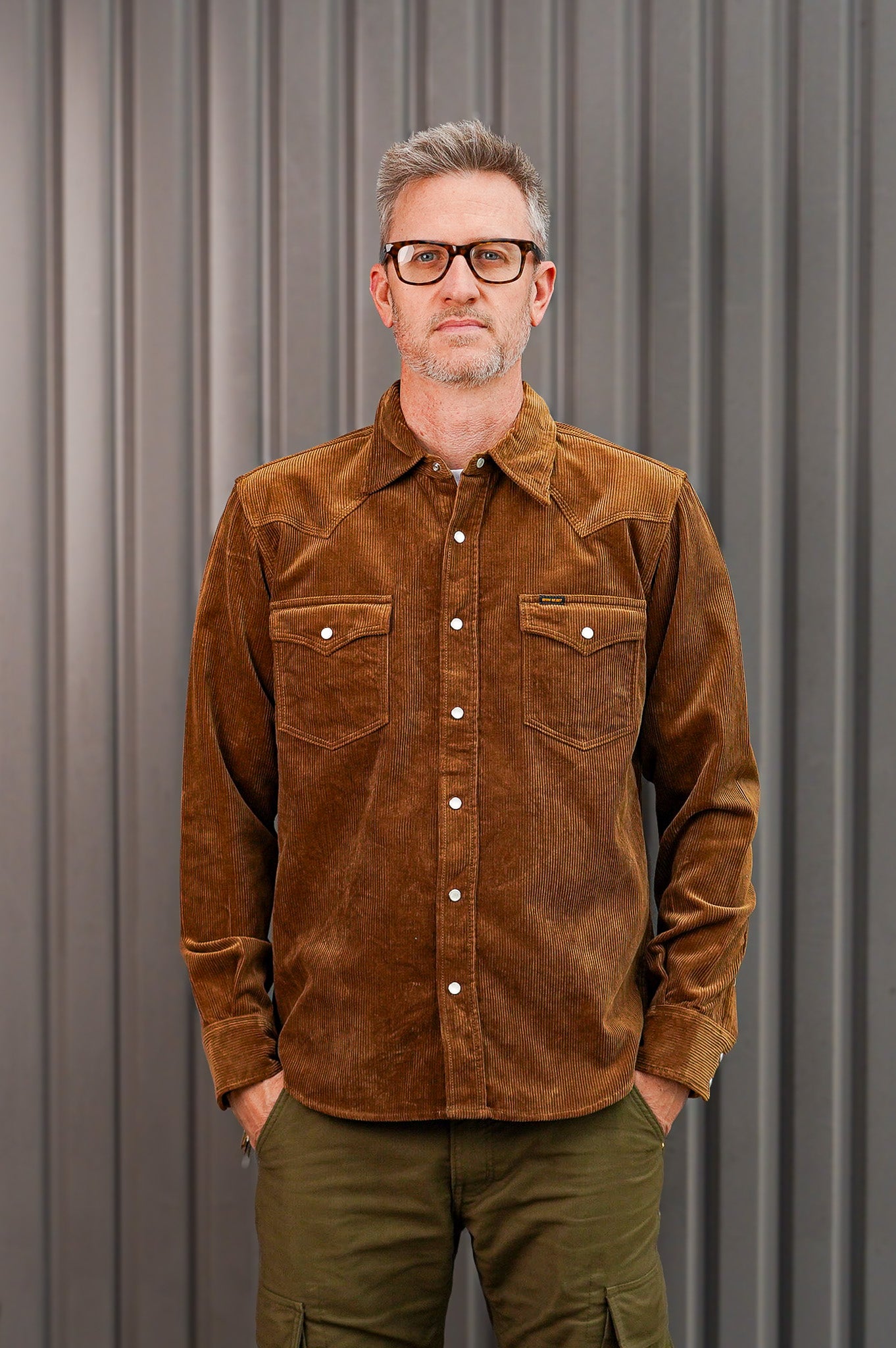 Iron Heart IHSH-398-CAM 11oz Corduroy Western Shirt - Camel