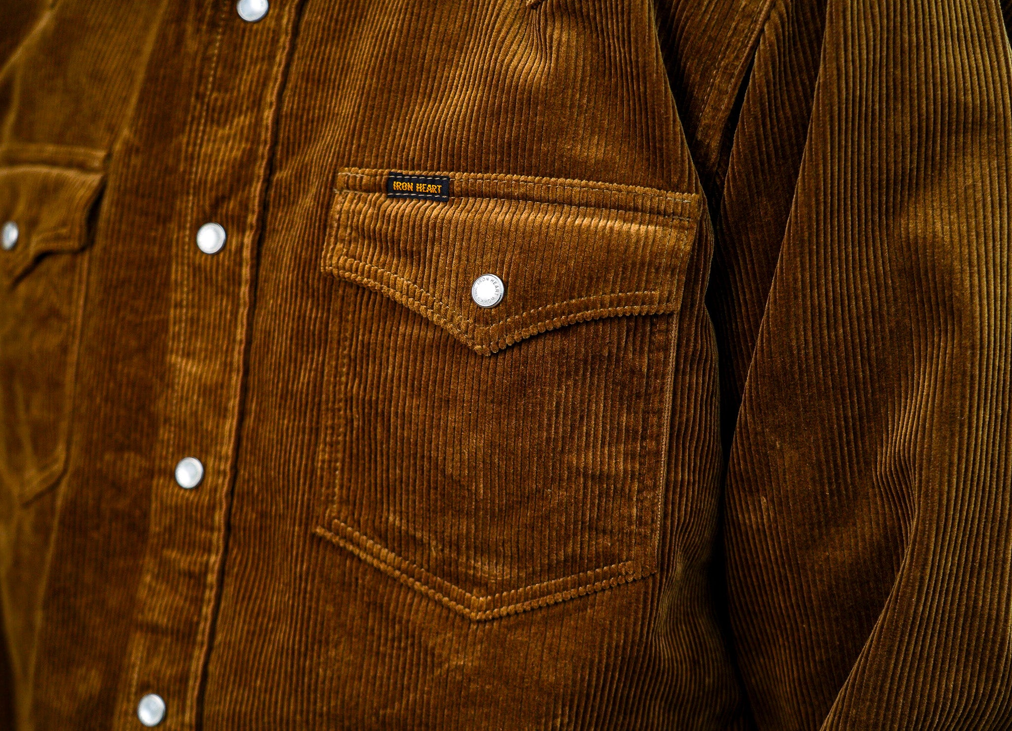 Iron Heart IHSH-398-CAM 11oz Corduroy Western Shirt - Camel