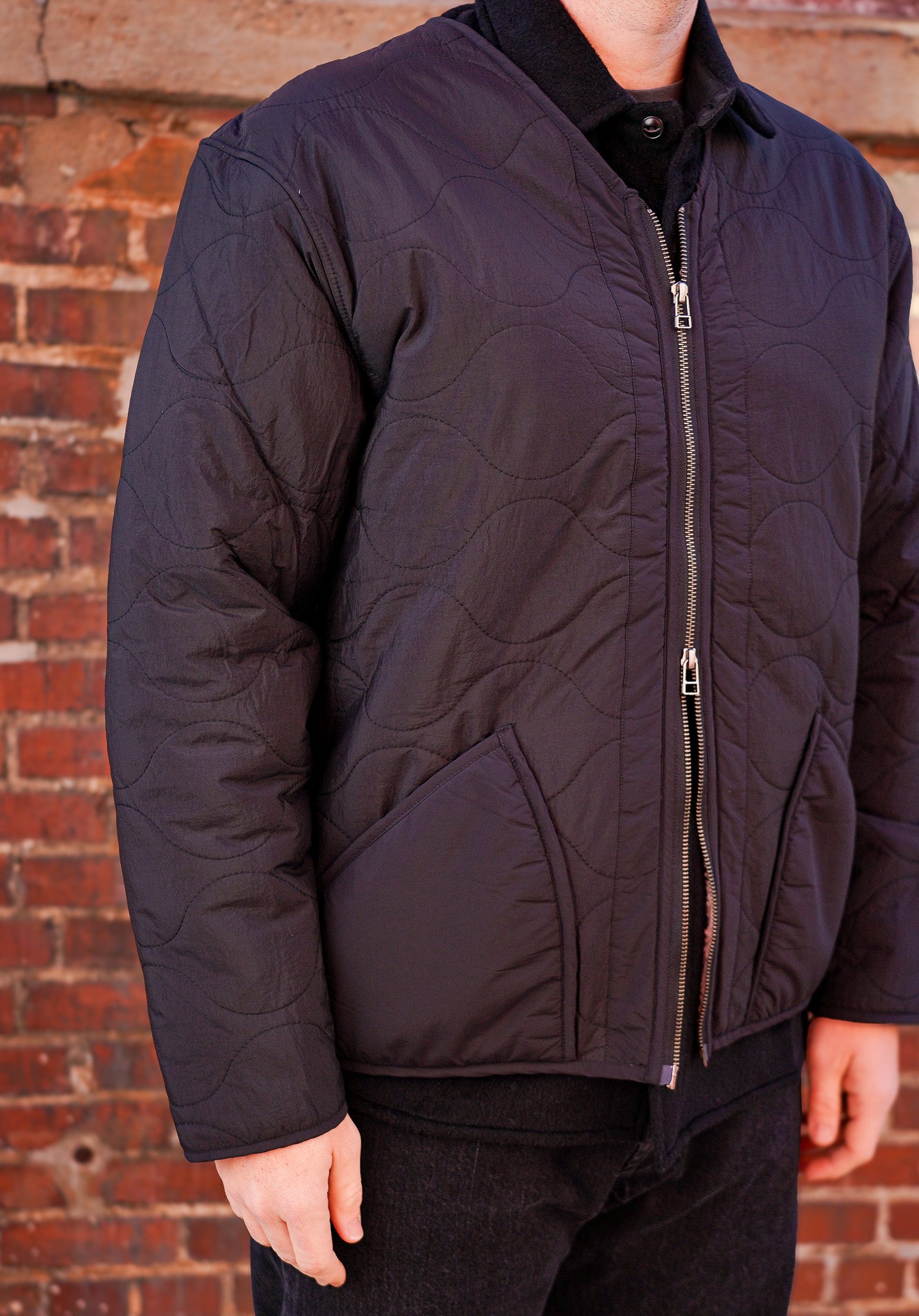 3sixteen Zip Liner Jacket - Black Nylon/Sherpa