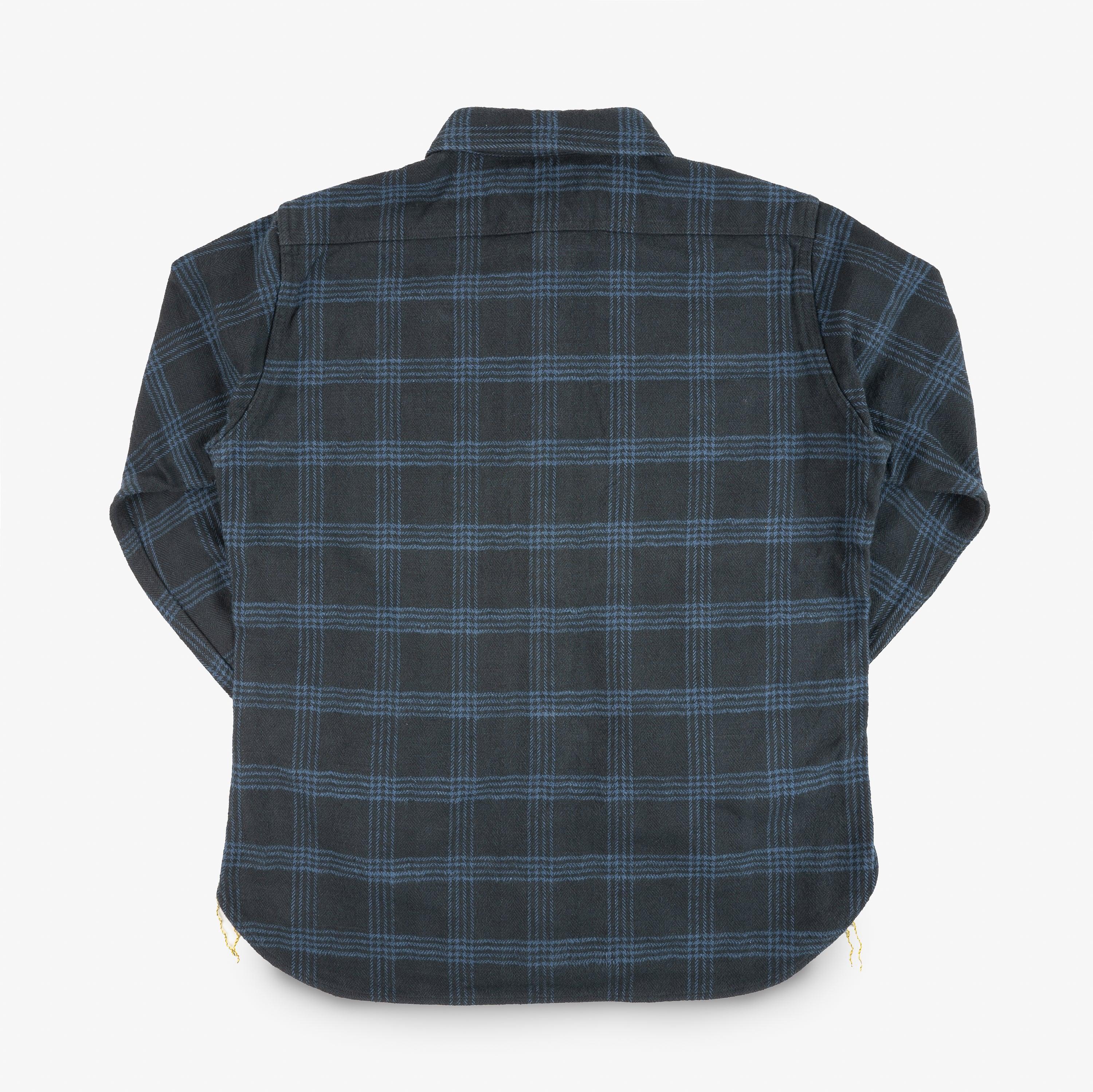 Iron Heart IHSH-408-BLK 12oz Slubby Heavy Flannel Check Work Shirt - Black