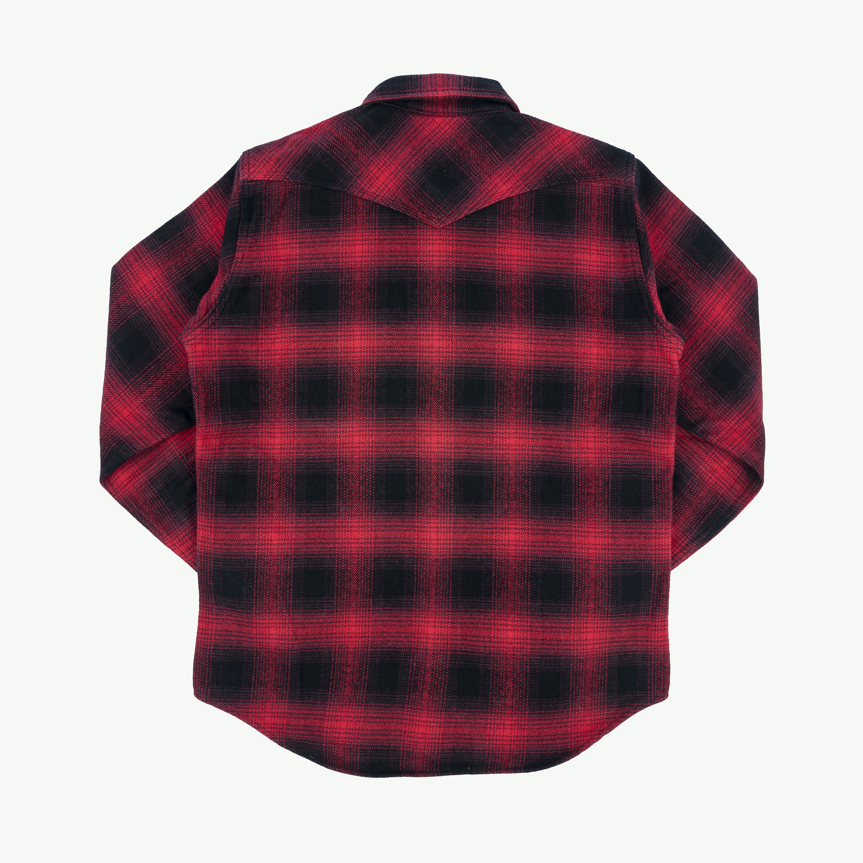 Iron Heart IHSH-264-RED Ultra Heavy Flannel Ombré Check Western Shirt - Red/Black