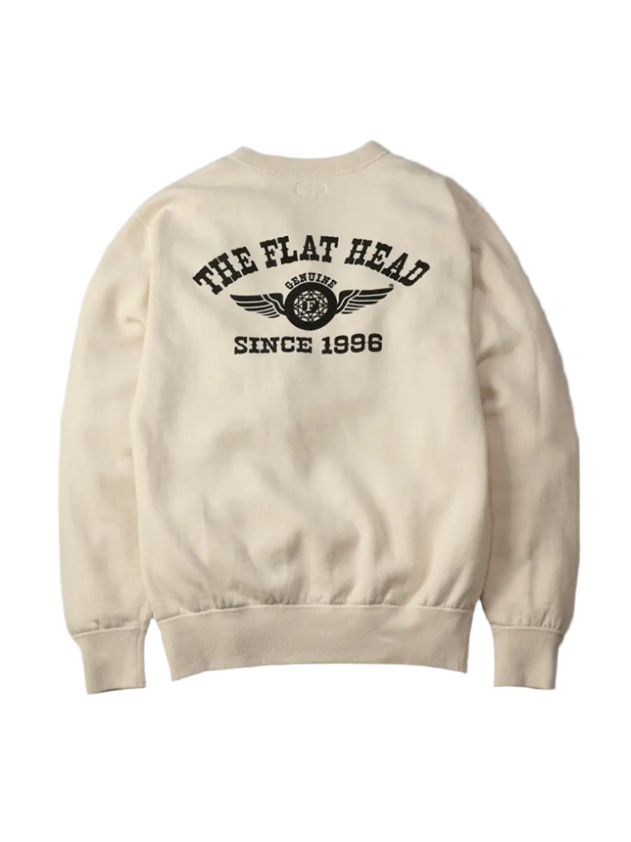 The Flat Head FN-SWC-101 Flying Wheel Sweatshirt - Ivory