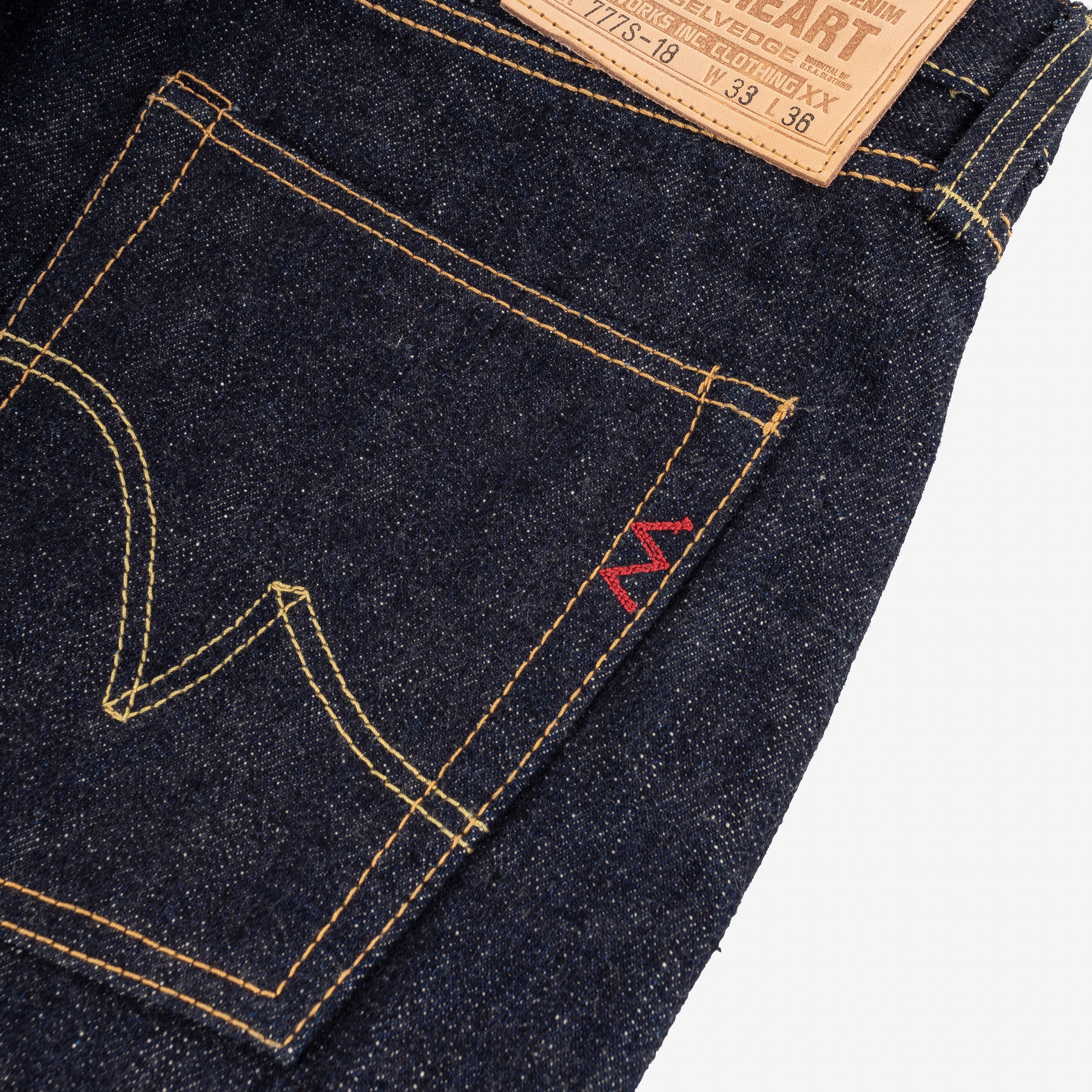 Iron Heart IH-777S-18 18oz Vintage Selvedge Denim Slim Tapered Cut Jeans - Indigo