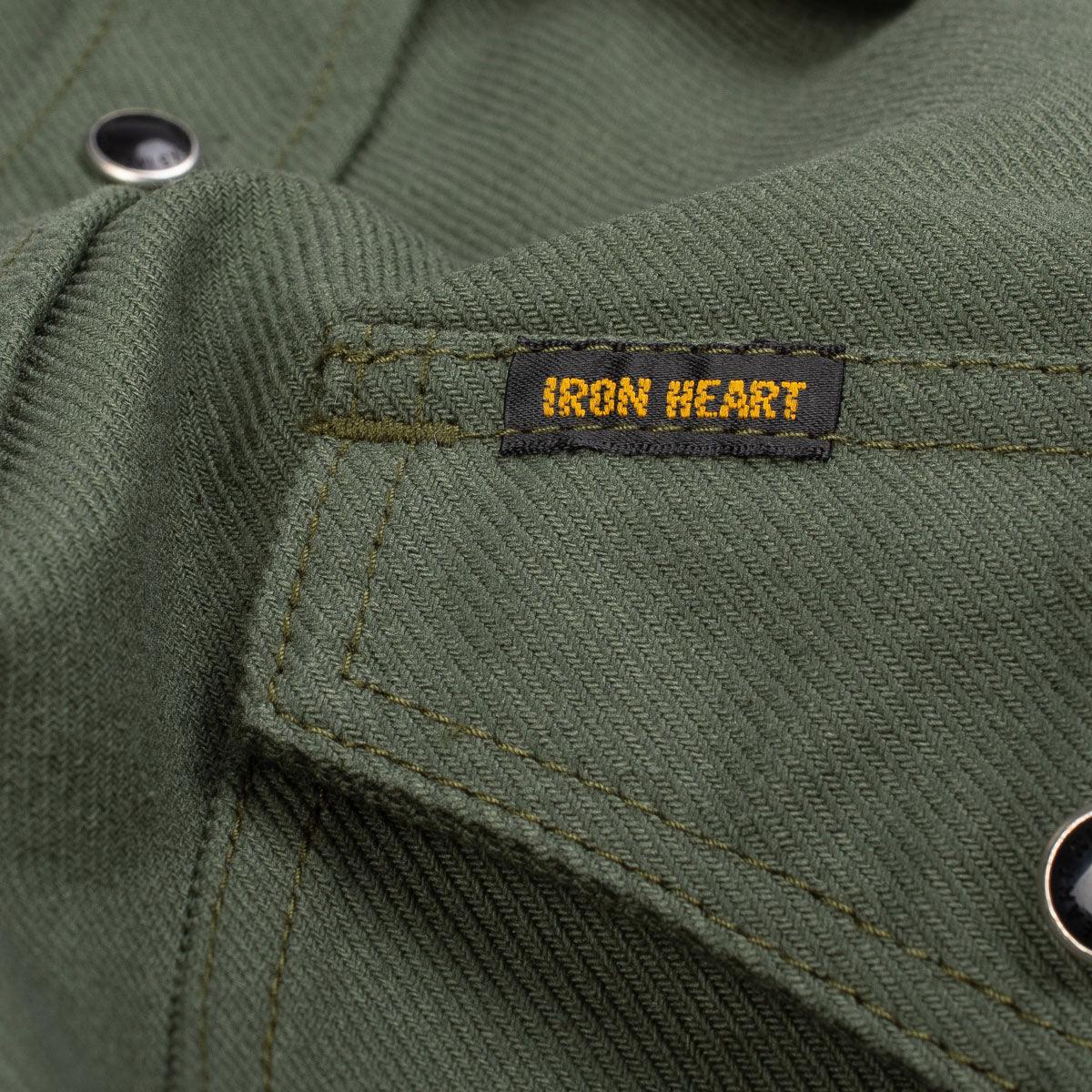 Iron Heart IHSH-213-OLV 13oz Military Serge Western Shirt - Olive Drab Green