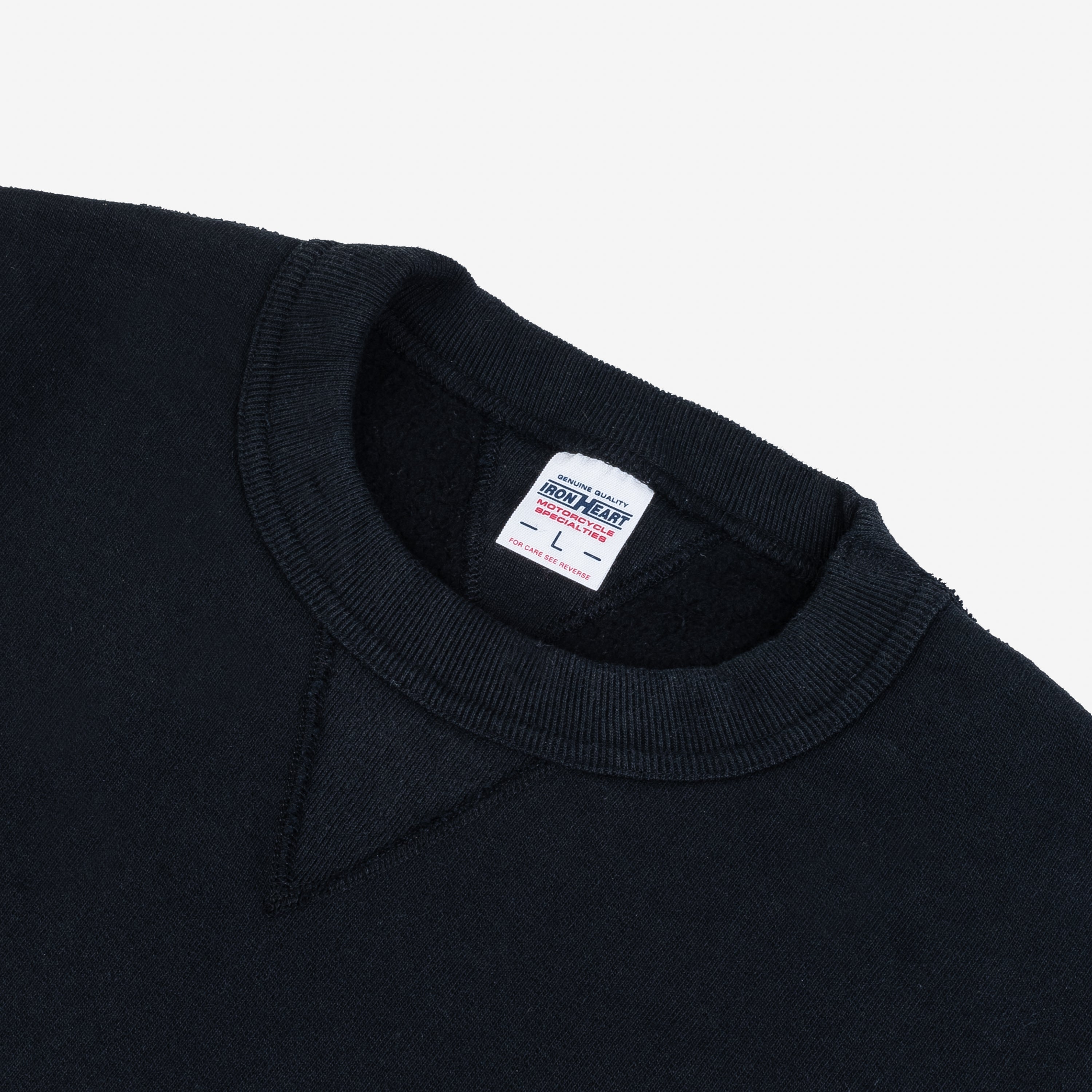 Iron Heart IHSW-69L-BLK 14oz Ultra Heavyweight Loopwheel Cotton Crew Neck Sweat - Black