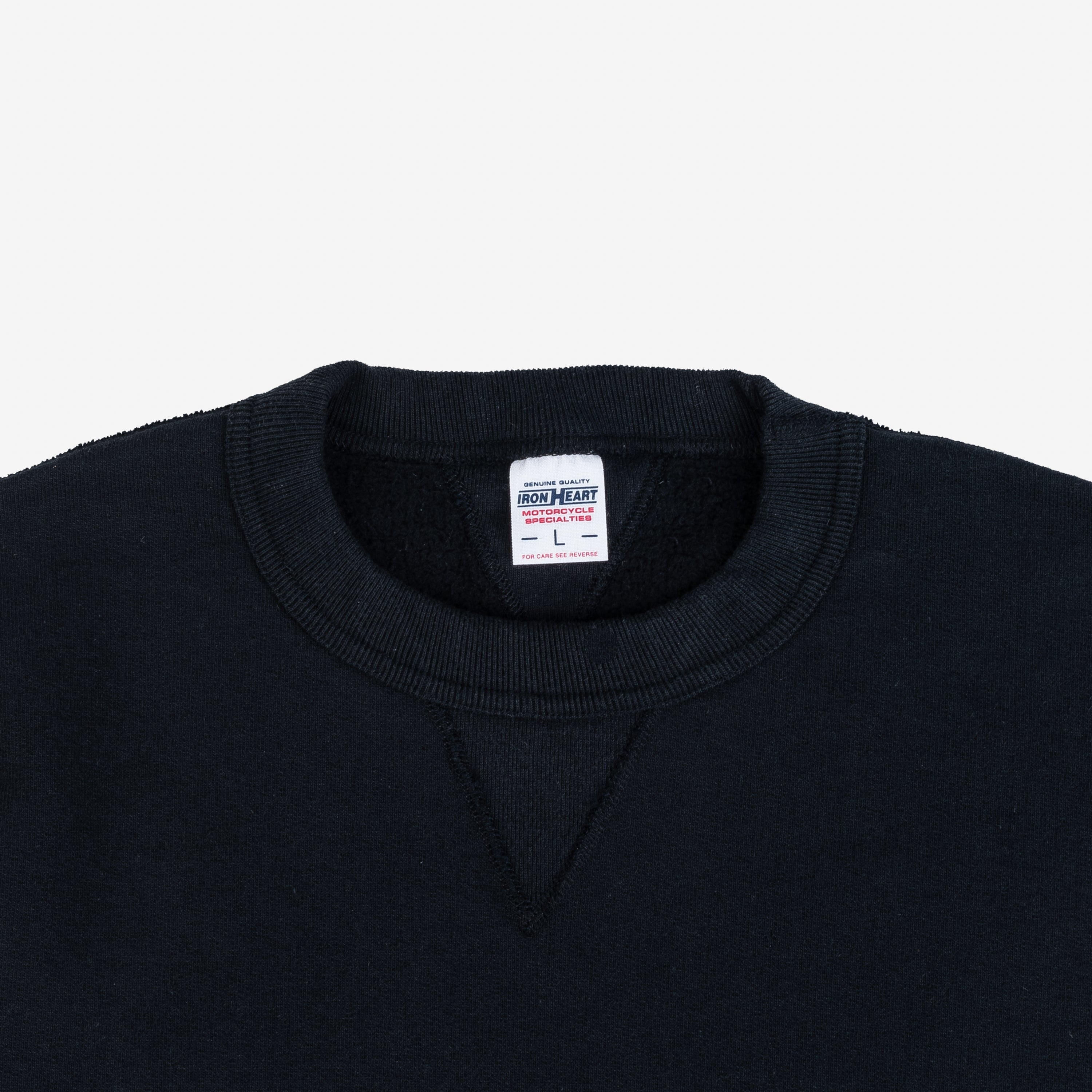 Iron Heart IHSW-69L-BLK 14oz Ultra Heavyweight Loopwheel Cotton Crew Neck Sweat - Black