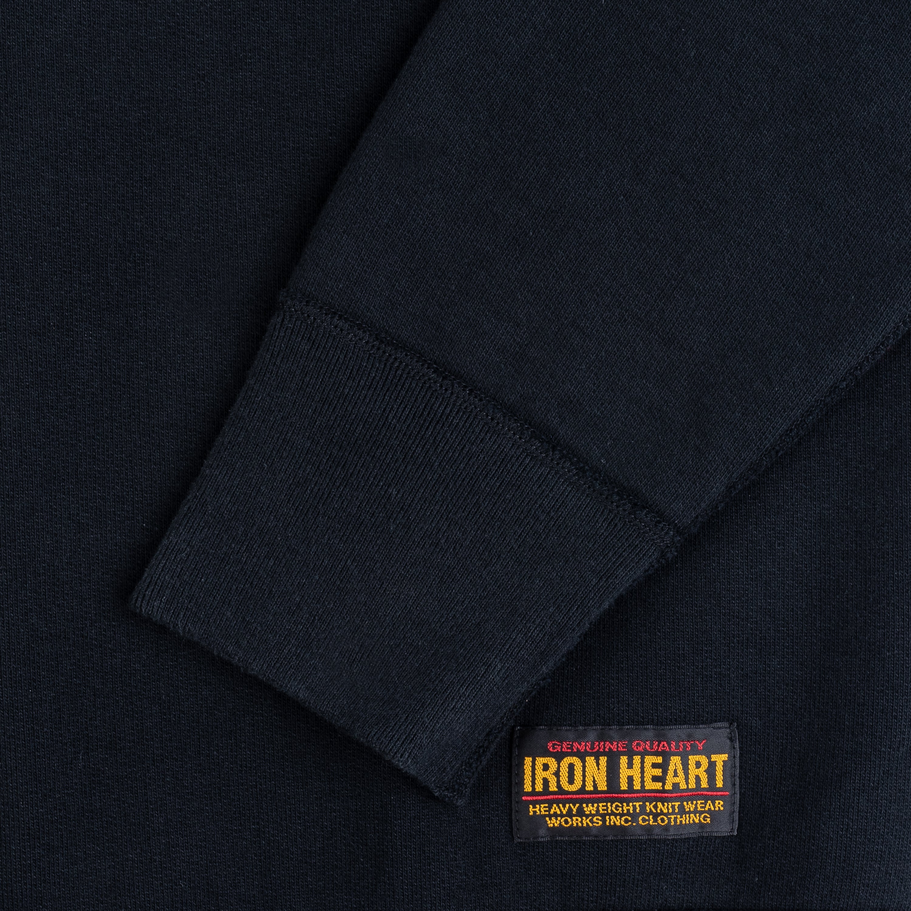 Iron Heart IHSW-69L-BLK 14oz Ultra Heavyweight Loopwheel Cotton Crew Neck Sweat - Black