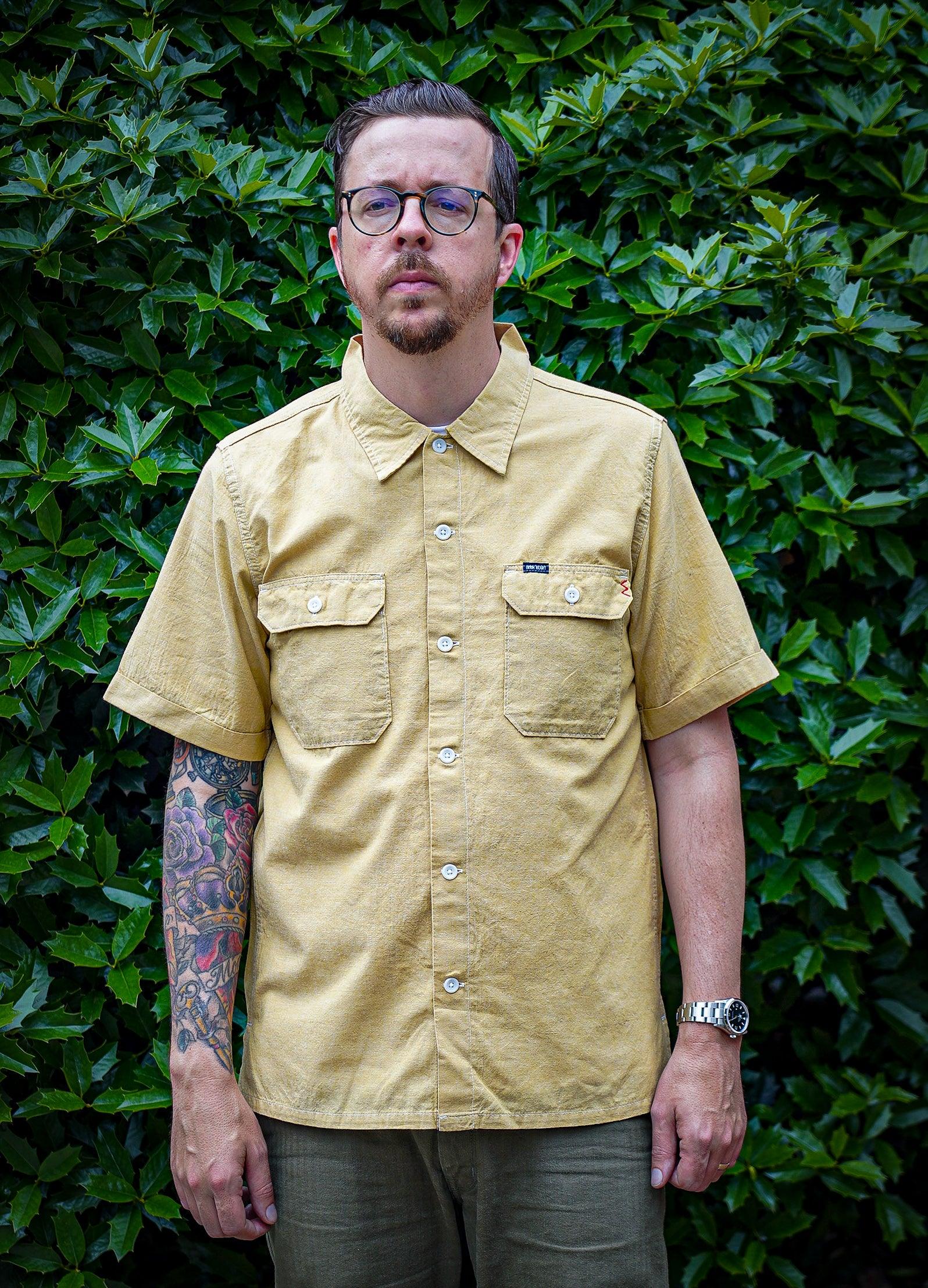 Iron Heart IHSH-388-YEL 4oz Selvedge Short Sleeved Summer Shirt - Yellow