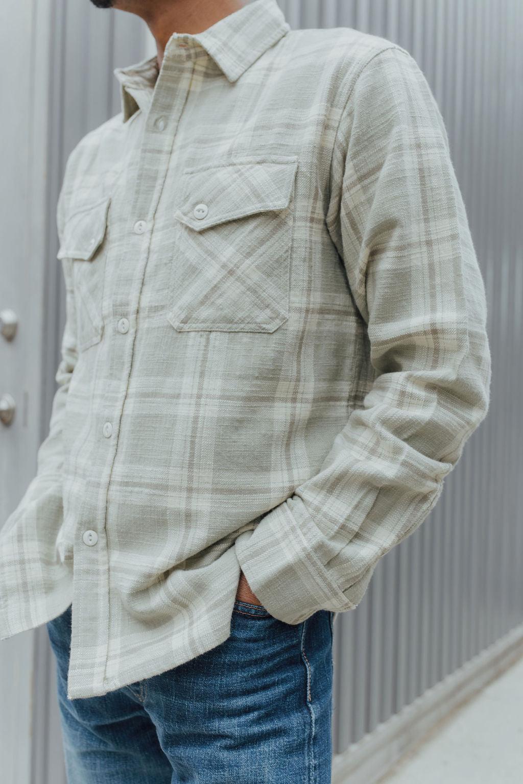 3sixteen Crosscut Flannel - Seafoam Slub