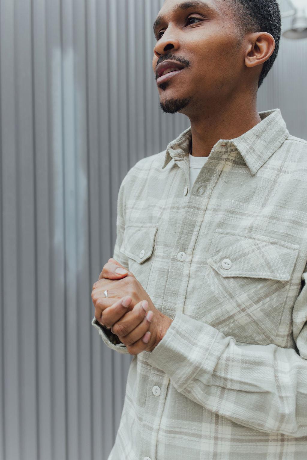 3sixteen Crosscut Flannel - Seafoam Slub