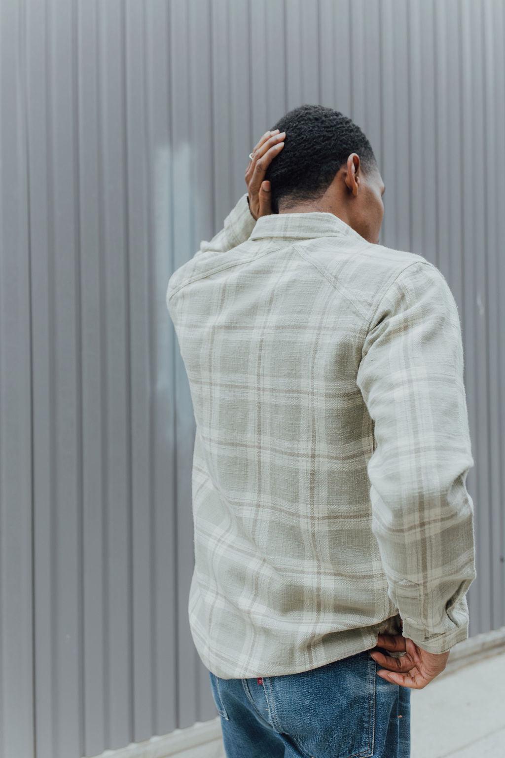 3sixteen Crosscut Flannel - Seafoam Slub