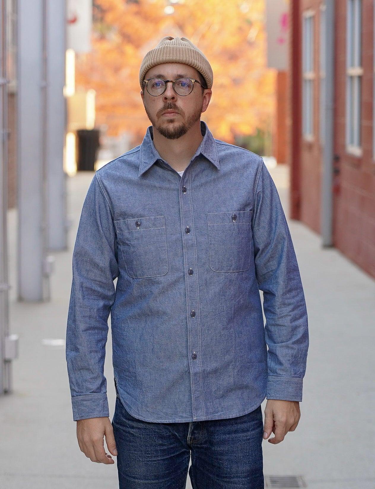 Fullcount Heavy Duty Chambray Shirt - Indigo Blue - Guilty Party