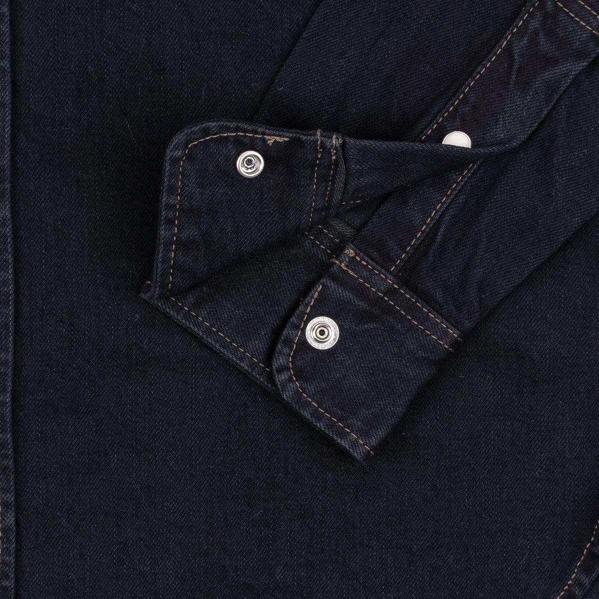 Iron Heart 12oz Selvedge Denim Work Shirt With Snaps IHSH-326-OD - Indigo Overdyed Black - Guilty Party