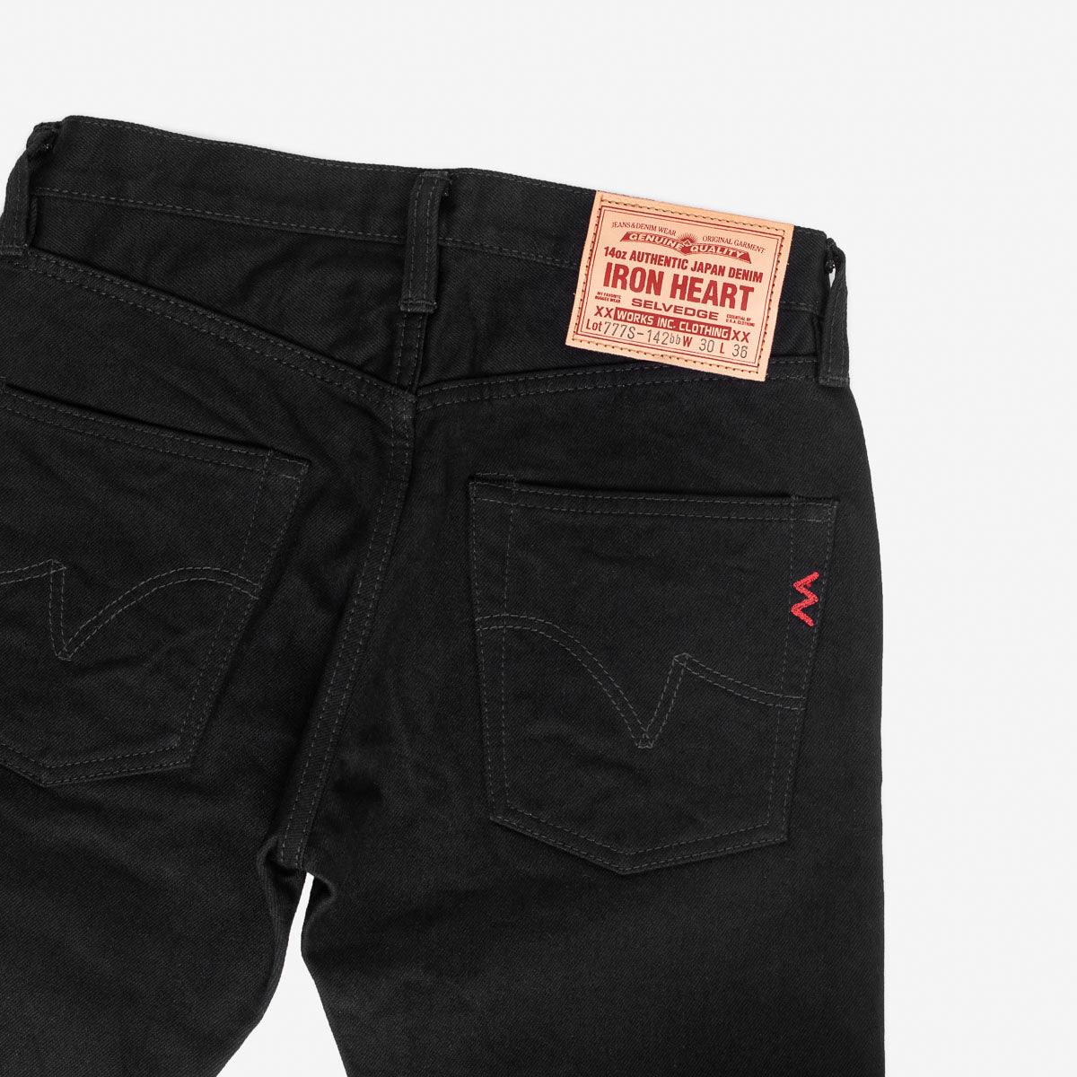 Iron Heart IH-777S-142bb 14oz Selvedge Denim Slim Tapered Cut Jeans - Black/Black - Guilty Party