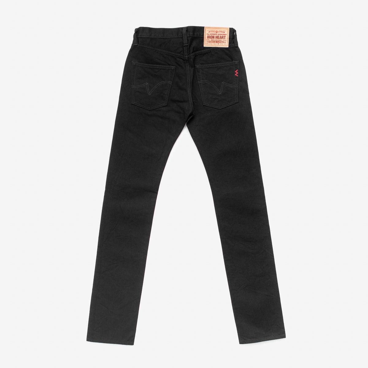 Iron Heart IH-777S-142bb 14oz Selvedge Denim Slim Tapered Cut Jeans - Black/Black - Guilty Party